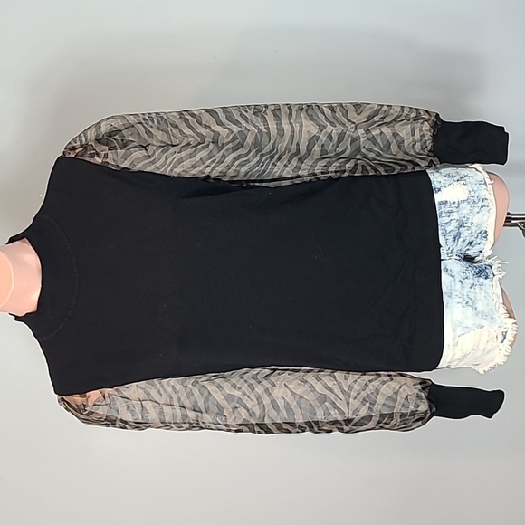 Giani Sweater Sheer Puff Sleeves Avant Garde 90s Womens Large - Picture 1 of 7